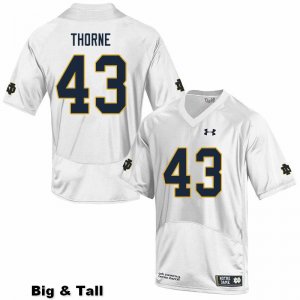 Notre Dame Fighting Irish Men's Marcus Thorne #43 White Under Armour Authentic Stitched Big & Tall College NCAA Football Jersey FZC3599XY